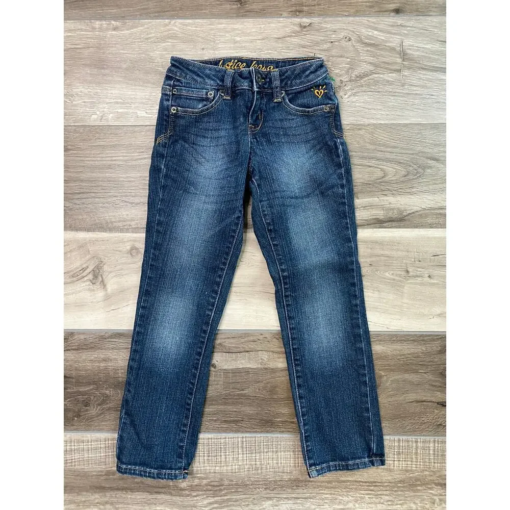 Justice Jeans Simply Low 7R Girls Blue Denim Jeans Cotton Spandex